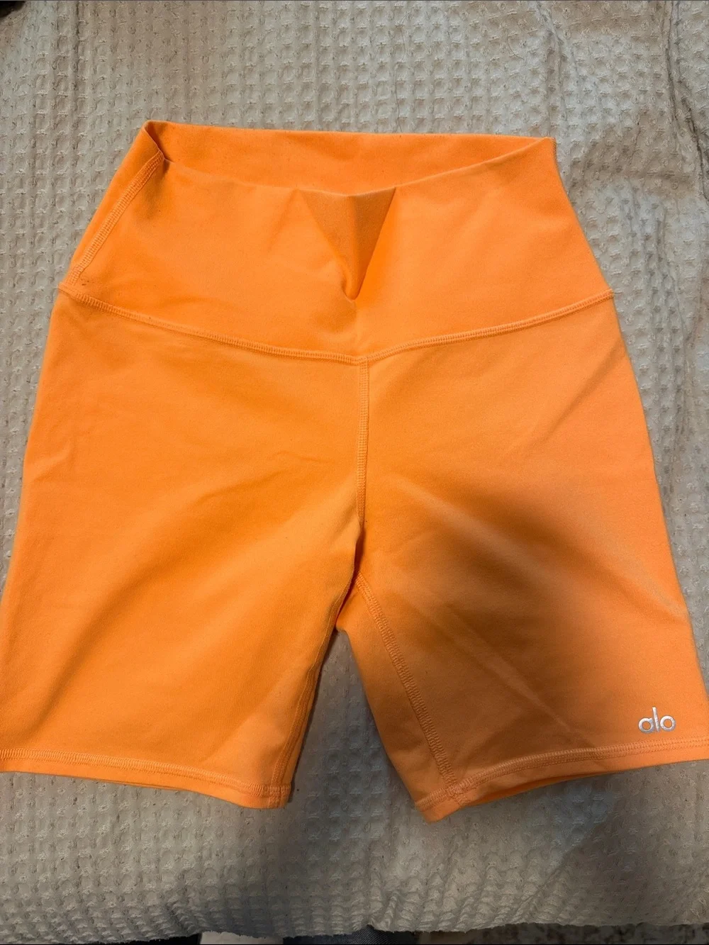 ALO Yoga High-Rise Bright Orange Bike Shorts
